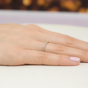 Wielokamieniowy Pierścionek obrączka z Diamentami 0,18ct - złoto próby 585. W-0531